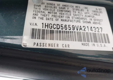1997 Honda Accord Ex from USA, damaged, VIN 1HGCD5659VA214327